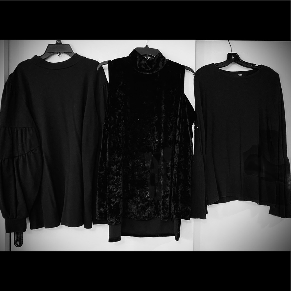 3 solid Black tops/long sleeve